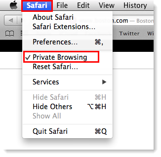 Turn on Private Browsing in Safari