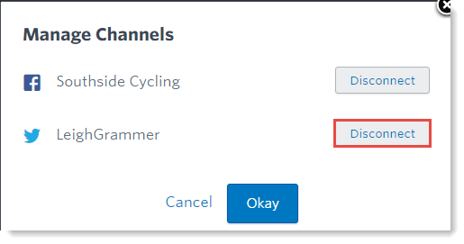 Select channel to disconnect