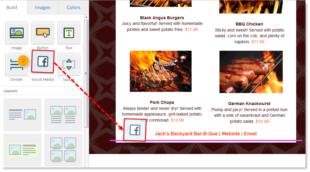 Drag and Drop Social Media Layout