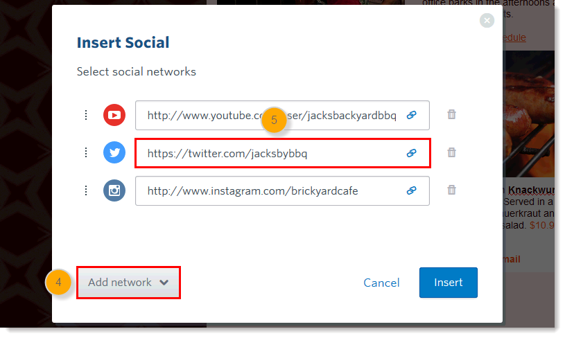 Link Field and Add network Button