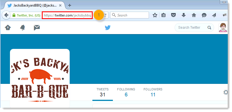 Twitter URL in Browswer
