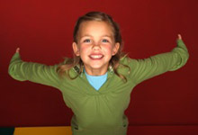 Girl on balance beam